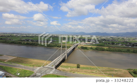 [空撮]筑後川天建寺橋（てんけんじばし）佐賀県三養基郡みやき町・福岡県久留米市 33248222