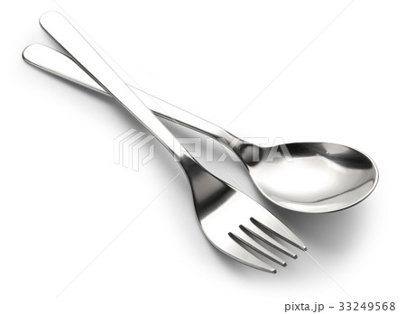 fork and spoon on white 33249568