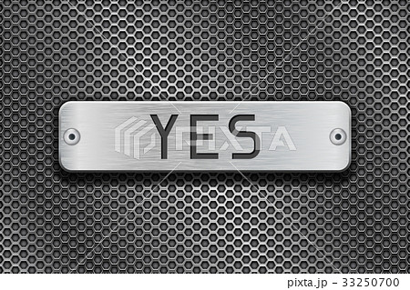 YES metal button plate. On metal perforated 33250700