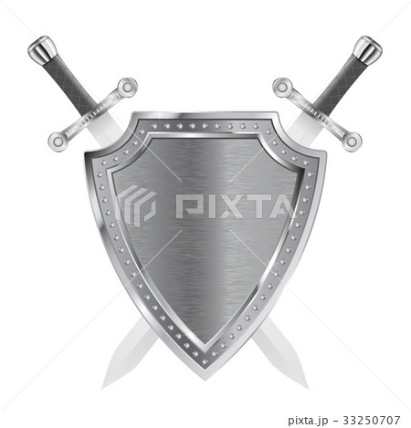 Metal shield with crossed swords Metal shield with crossed swords 33250707