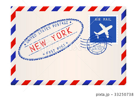International Air Mail Envelope From New Yorkのイラスト素材 33250738 Pixta