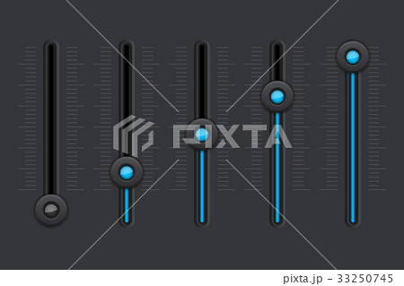 Black equalizer with blue slider buttons 33250745