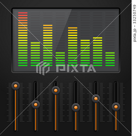 Sound equalizer with black vertical sliders 33250749