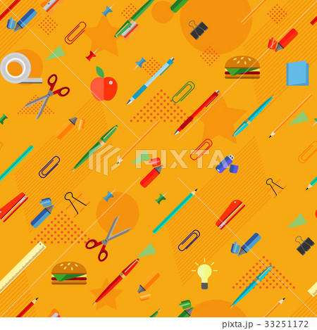Seamless School Office Supplies orange Pattern Seamless School Office Supplies orange Pattern 33251172