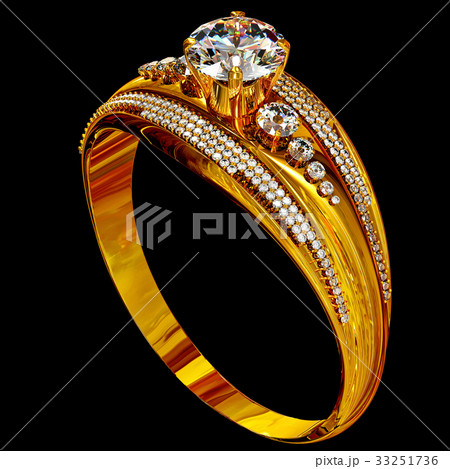 Engagement gold ring with jewelry gem. Engagement gold ring with jewelry gem. 33251736