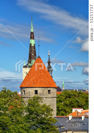 The spire of the cathedral in the city of Tallinn 33251737