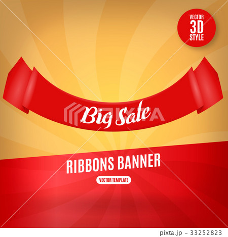 Red ribbons horizontal banner isolated vector 33252823