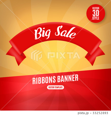 Red ribbons horizontal banner isolated vector 33252893