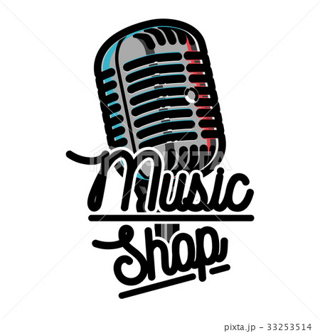 Color vintage music shop emblem 33253514