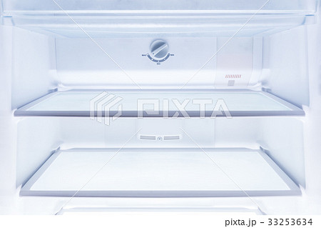 inside of clean and empty refrigerator with shelve inside of clean and empty refrigerator with shelve 33253634