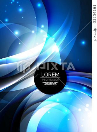 Digital illustration, glowing waves and circles 33254161