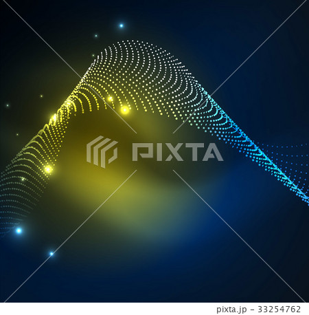3D illuminated wave of glowing particles 33254762