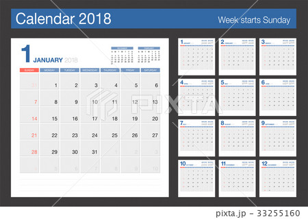 2018 Calendar. Desk Calendar modern design. 33255160
