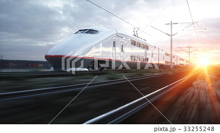 Electric passenger train. Very fast driving 33255248