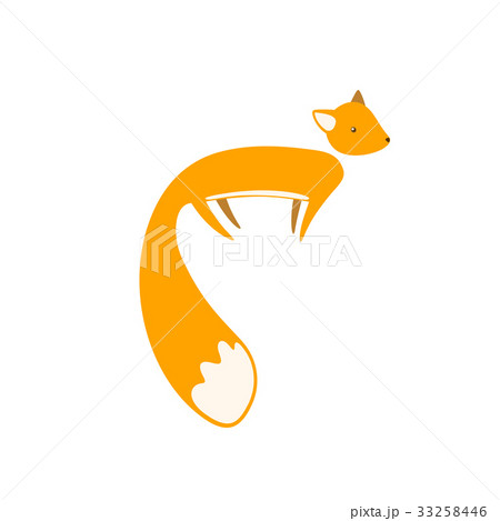 Cute cartoon fox with big tail in flat style. Cute cartoon fox with big tail in flat style. 33258446