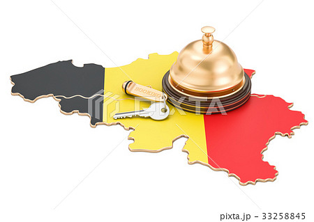 Belgium booking concept. Belgian flag with key 33258845