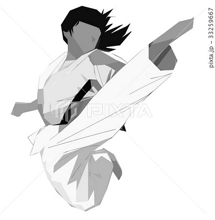 女性 跳び回し蹴りのイラスト素材