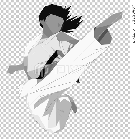 女性 跳び回し蹴りのイラスト素材