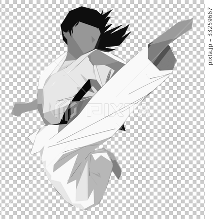 Woman Jumping Kick Stock Illustration