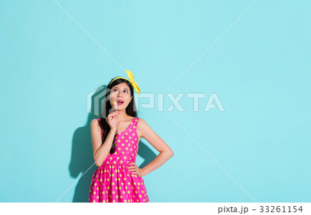 happy pretty woman wearing cute dress clothing happy pretty woman wearing cute dress clothing 33261154