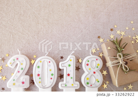 2018 candles with boxes, New Year background 2018 candles with boxes, New Year background 33262922