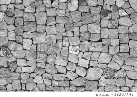 Stone wall texture. Black and white Stone Stone wall texture. Black and white Stone 33267445