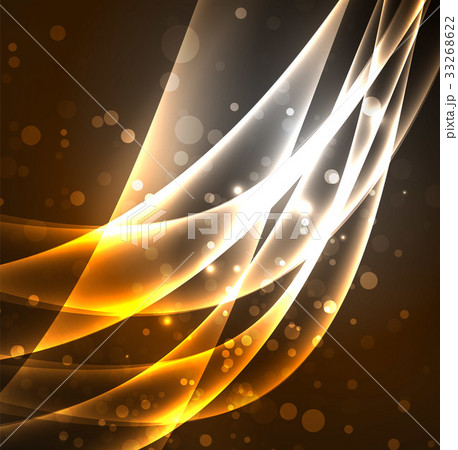 Energy lines, glowing waves in the dark, vector 33268622