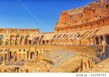 Inside the amphitheater of Coliseum in Rome Inside the amphitheater of Coliseum in Rome 33269745
