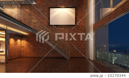 Modern Empty Room, 3d render interior design, mock up illustrati 33270344
