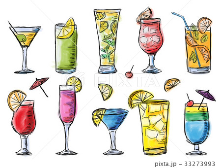 Illustration of tropical exotic cocktails. Illustration of tropical exotic cocktails. 33273993
