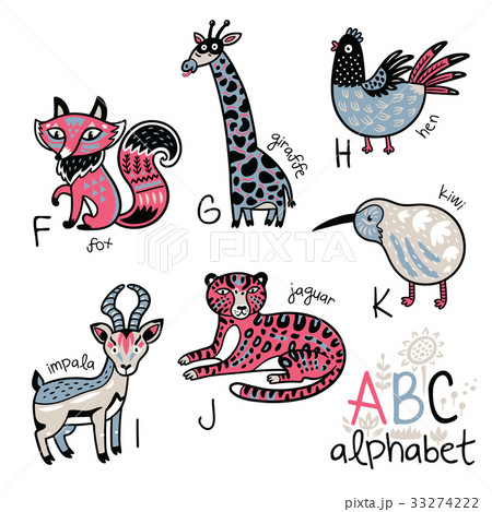 Animals alphabet F - K for children 33274222