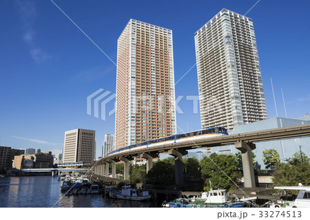 芝浦アイランドを走る東京モノレール 芝浦アイランドを走る東京モノレール 33274513