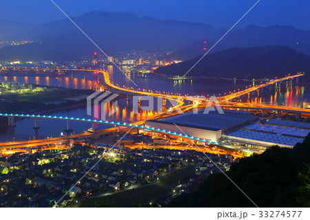 黄金山 夜景の写真素材