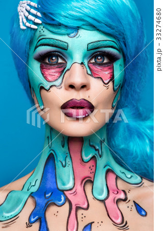 Fashionable zombie girl. Portrait of a pin-up 33274680