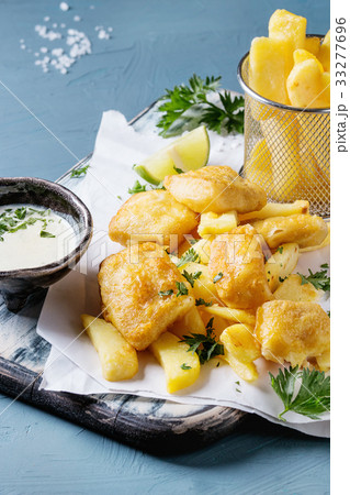 Fish and chips with sauce Fish and chips with sauce 33277696