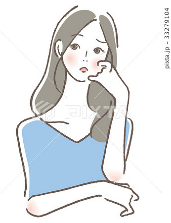 悩み 女性のイラスト素材