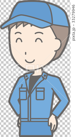作業着を着た男性が笑っているイラスト 33279946