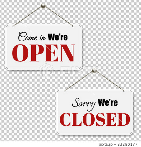 Open And Closed Signs Set Transparent Backgroundのイラスト素材