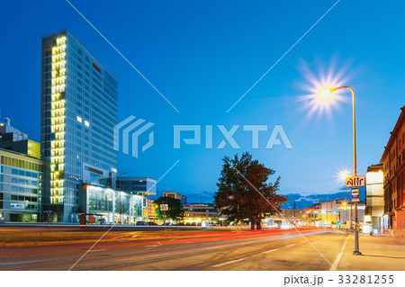 Tallinn, Estonia. Night View Of Modern Office Tallinn, Estonia. Night View Of Modern Office 33281255