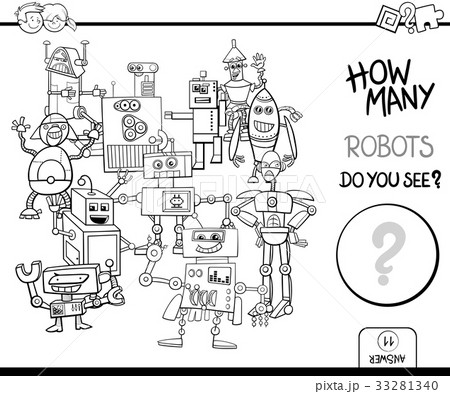 counting robots coloring page activity 33281340