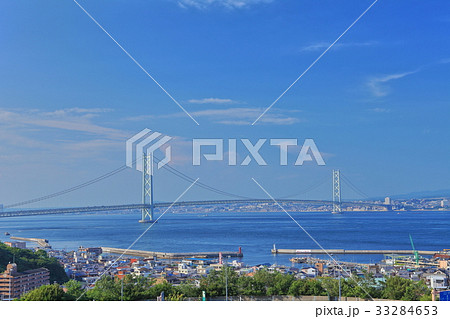 晴天の明石海峡大橋 33284653