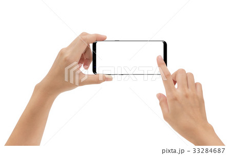 hand holding smartphone isolated on white hand holding smartphone isolated on white 33284687