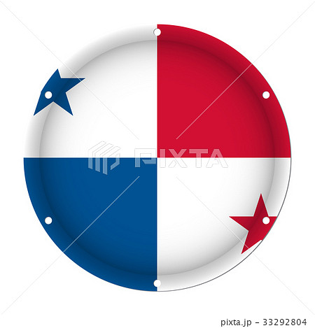 round metallic flag of Panama with screw holes