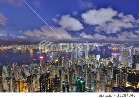 hk city skyline from Victoria Peak. 33294346