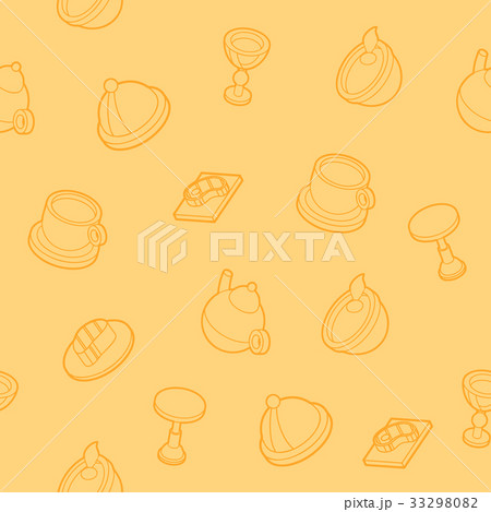 Restaurant flat outline isometric pattern 33298082