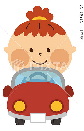 車に乗る子供のイラスト素材