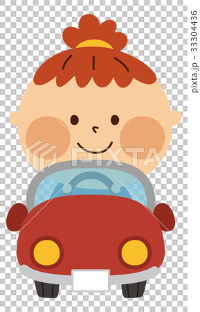 車に乗る子供のイラスト素材