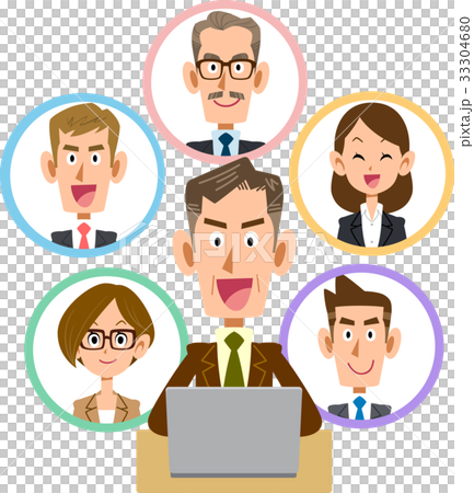 ビジネス　ノートパソコン　ソーシャルネットワーク　笑顔　おじさん 33304680