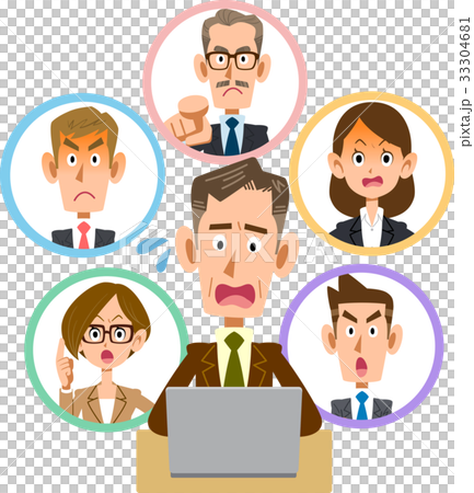 ビジネス　ノートパソコン　ソーシャルネットワーク　トラブル　困惑　おじさん 33304681