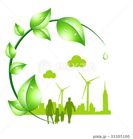 エコ社会 エコロジー 脱炭素社会 エコ 地球温暖化 のイラスト素材